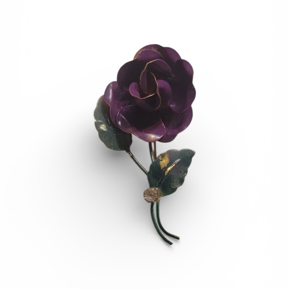 Vintage Purple Rose Brooch